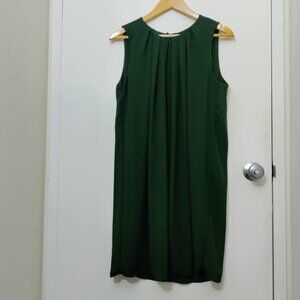 Dark Green Crepe Pleated Mini Dress